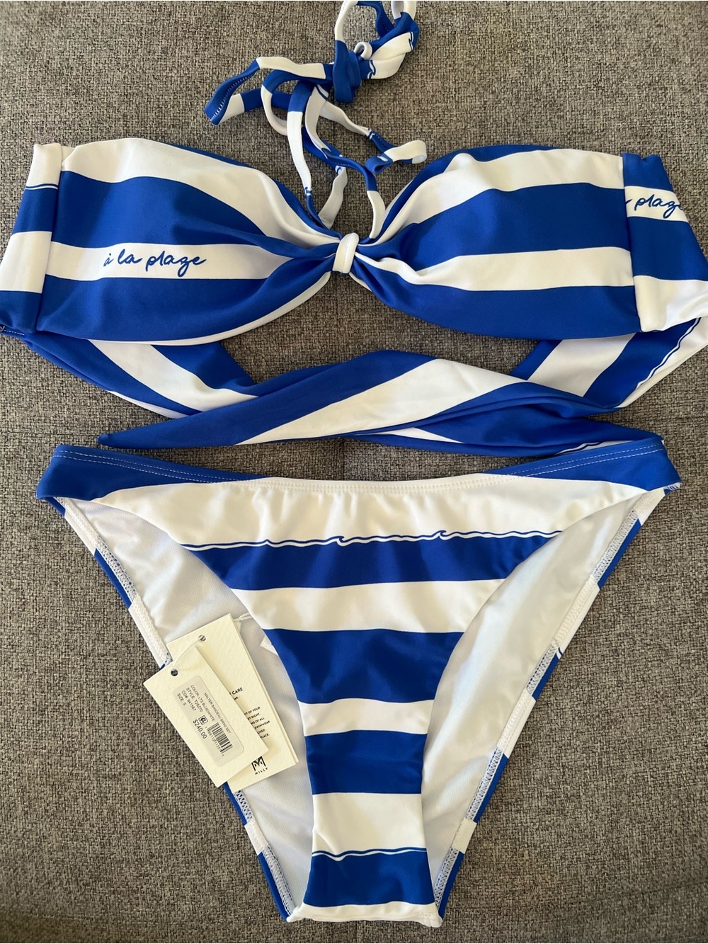 Milly Blue & White Striped Bandeau Bikini